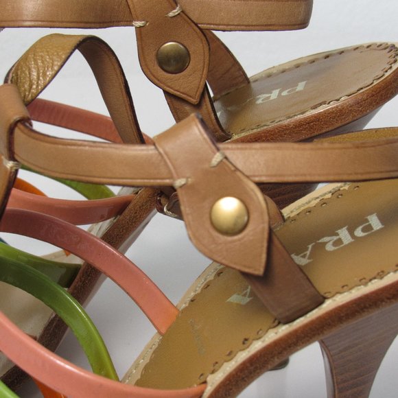 PRADA Strappy Multi-color Heeled Sandals 36.5 - Picture 5 of 6